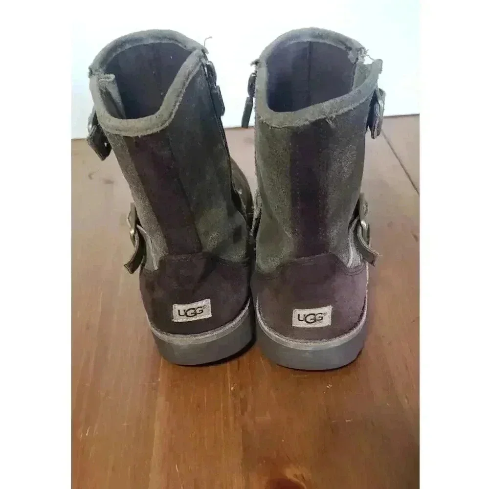 Ugg Harwell Bomber‎ suede buckle boots womens size 5 brown
